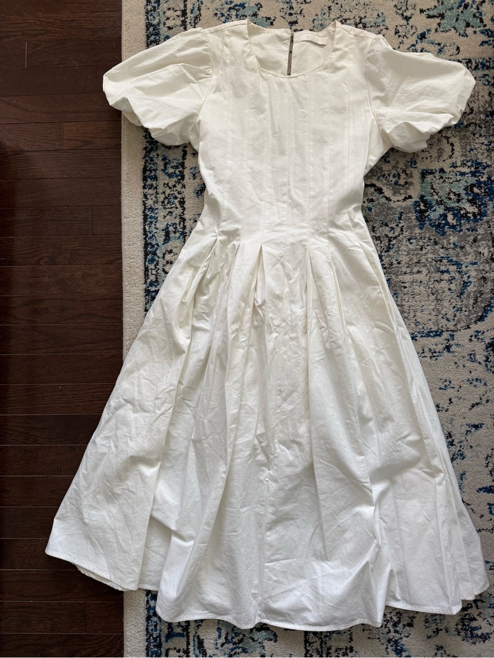 Anthropologie White Puff-Sleeve Corset Dress